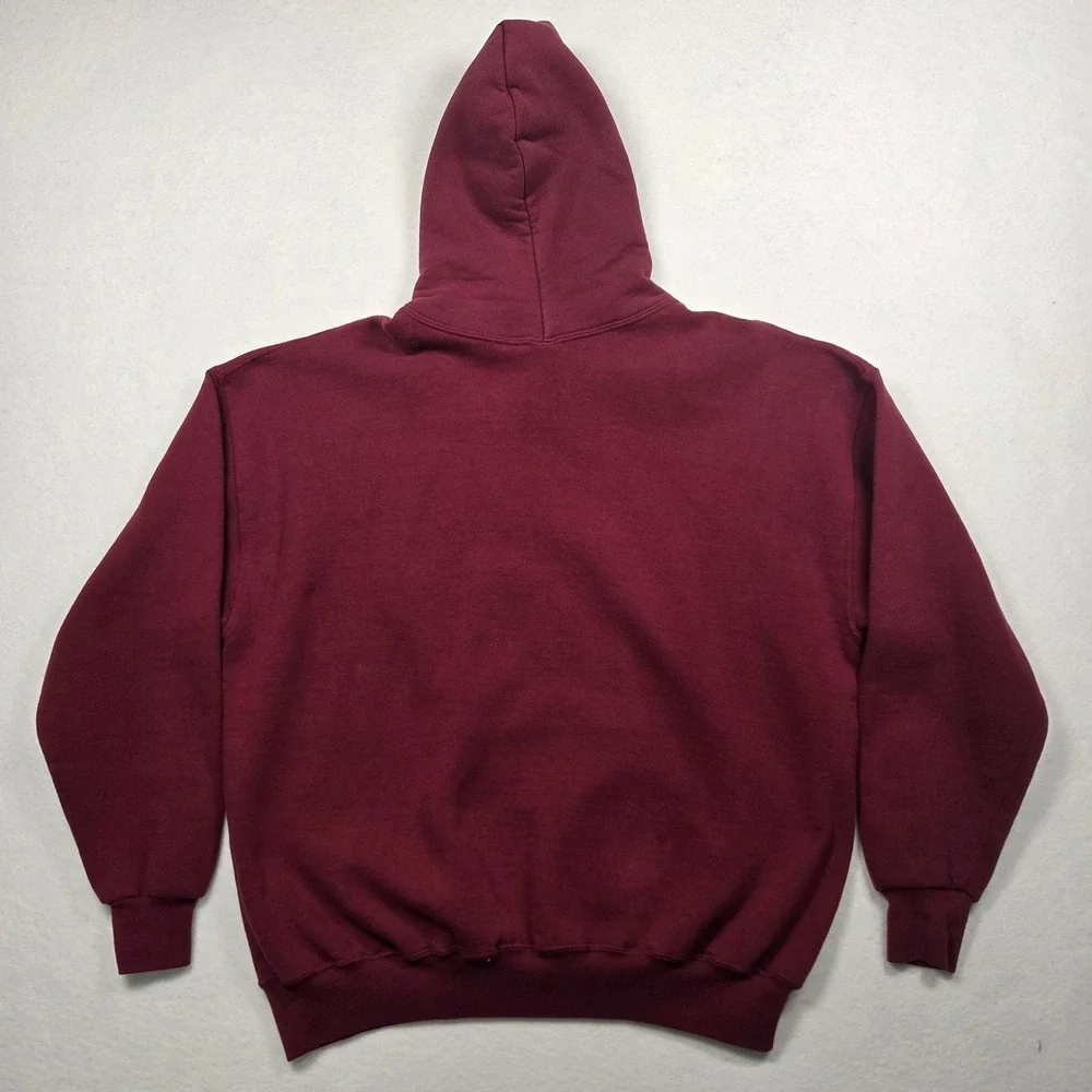 Vintage Russell Athletic Hoodie Mens XXL Maroon Pullover Fleece Blank Sweatshirt